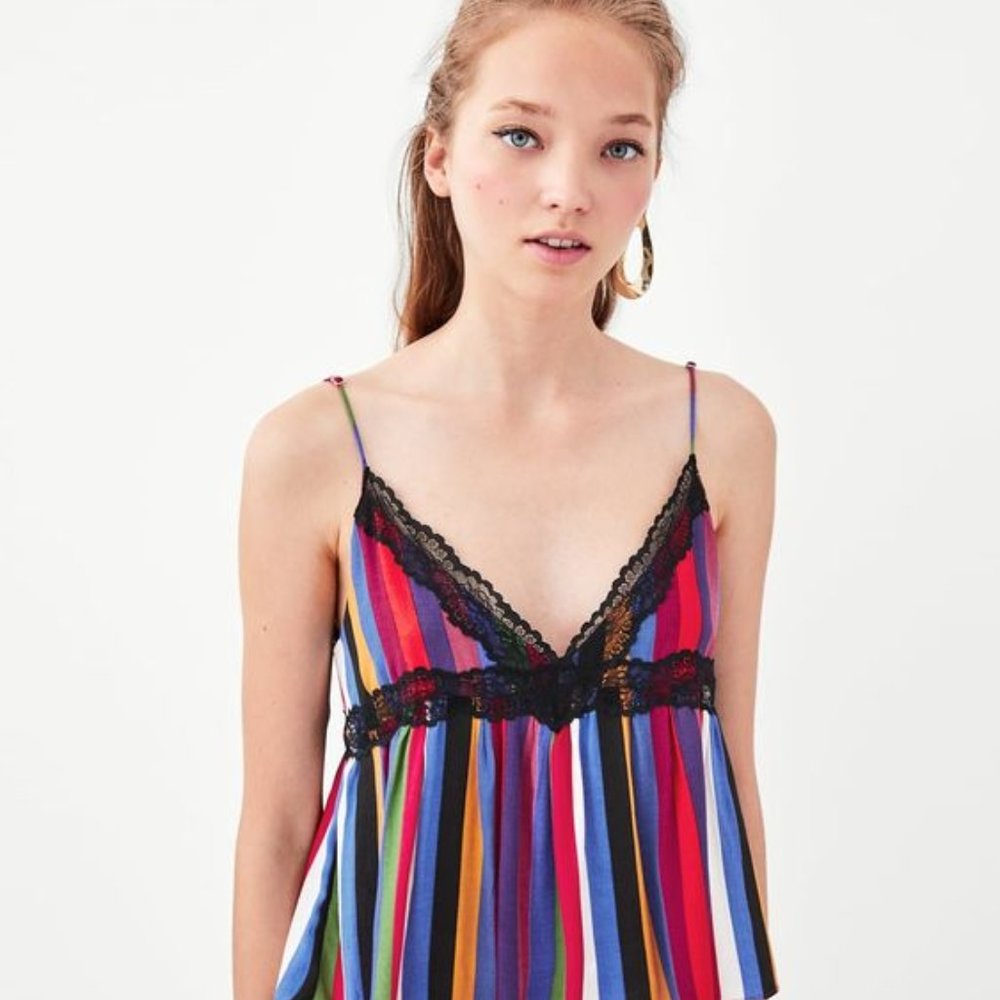 Zara MULTICOLOURED STRIPED CAMISOLE TOP